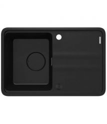 Deante Мойка кухонная Momi, гранит, прямоуг., с крылом, 670х440х230мм, чаша - 1, врезная, черный матовый + кухонная доска