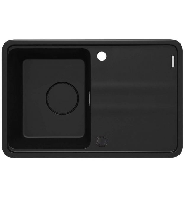 Deante Мойка кухонная Momi, гранит, прямоуг., с крылом, 670х440х230мм, чаша - 1, врезная, черный матовый + кухонная доска