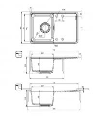 Deante Мойка кухонная Momi, гранит, прямоуг., с крылом, 670х440х230мм, чаша - 1, врезная, серый + кухонная доска