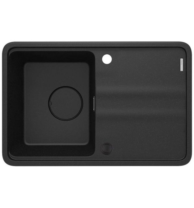 Deante Мойка кухонная Momi, гранит, прямоуг., с крылом, 670х440х230мм, чаша - 1, врезная, металлический графит + кухонная доска