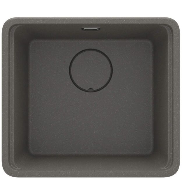 Deante Мойка кухонная Momi, гранит, квадрат, без крыла, 500х440х230мм, чаша - 1, универсальная, антрацит + кухонная доска