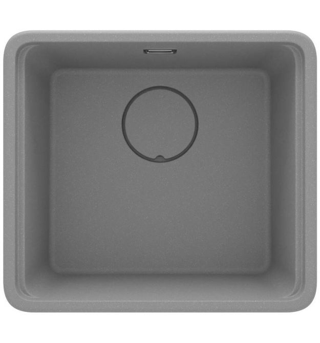 Deante Мойка кухонная Momi, гранит, квадрат, без крыла, 500х440х230мм, чаша - 1, универсальная, серый + кухонная доска