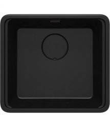 Deante Мойка кухонная Momi, гранит, квадрат, без крыла, 500х440х230мм, чаша - 1, универсальная, черный матовый + кухонная доска