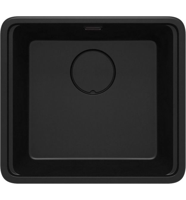 Deante Мойка кухонная Momi, гранит, квадрат, без крыла, 500х440х230мм, чаша - 1, универсальная, черный матовый + кухонная доска