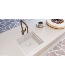 Deante Мойка кухонная Momi, гранит, квадрат, без крыла, 500х440х230мм, чаша - 1, универсальная, алебастр+ кухонная доска