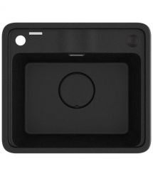Deante Мойка кухонная Momi, гранит, квадрат, без крыла, 500х440х230мм, чаша - 1, врезная, металлический графит + кухонная доска