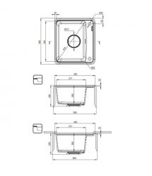 Deante Мойка кухонная Momi, гранит, квадрат, без крыла, 500х440х230мм, чаша - 1, врезная, металлический графит + кухонная доска
