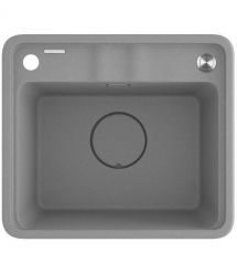Deante Мойка кухонная Momi, гранит, квадрат, без крыла, 500х440х230мм, чаша - 1, врезная, серый + кухонная доска