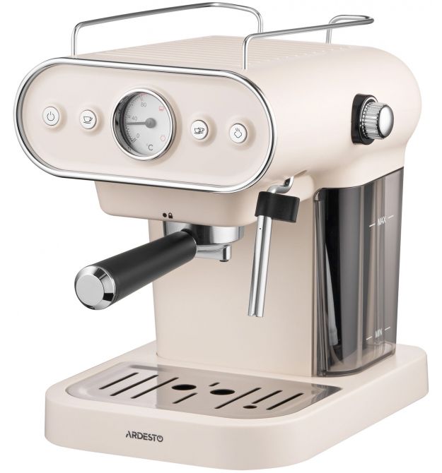 ARDESTO Кофеварка рожковая Vintage Dream 1.2л, молотый, ручной капучинатор, подогрев чашек, бежевый