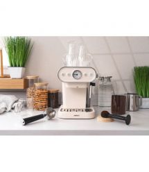 ARDESTO Кофеварка рожковая Vintage Dream 1.2л, молотый, ручной капучинатор, подогрев чашек, бежевый