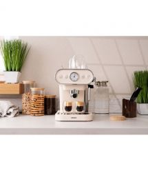 ARDESTO Кофеварка рожковая Vintage Dream 1.2л, молотый, ручной капучинатор, подогрев чашек, бежевый