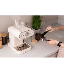 ARDESTO Кофеварка рожковая Vintage Dream 1.2л, молотый, ручной капучинатор, подогрев чашек, бежевый