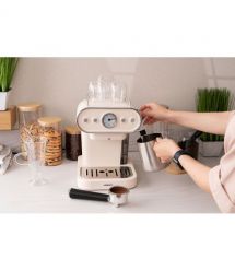 ARDESTO Кофеварка рожковая Vintage Dream 1.2л, молотый, ручной капучинатор, подогрев чашек, бежевый