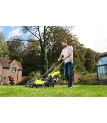 Ryobi Газонокосилка аккумуляторная ONE+ RLM18X33B-40 18В акб 1х4А·ч 33см 35л 25-65мм 8.7кг