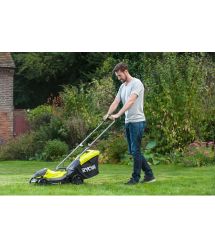 Ryobi Газонокосилка аккумуляторная ONE+ RLM18X33B-40 18В акб 1х4А·ч 33см 35л 25-65мм 8.7кг