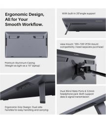 Huion Графический монитор 19" Kamvas Pro 19,4K USB-Cх2, 3.5 mini-jack, серый тёмный