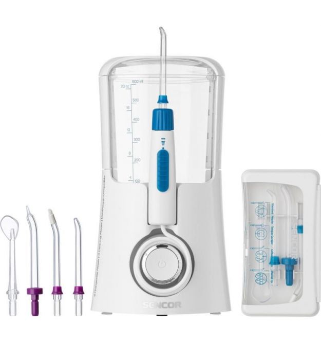 Sencor Ирригатор стационарный, чаша 600 мл, от сети , 5 насадки, белый