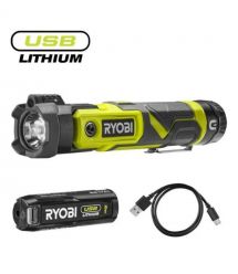 Ryobi Фонарь ручной аккумуляторный USB Lithium RLP4-120G, 4В, 2А·ч, 640лм, 3 функции ос