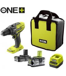 Ryobi Шуруповерт-дрель ударный аккумуляторный ONE+ R18PD3-242S 18В 1х2А·ч 1х4А·ч ЗУ 50Нм 500·1800об·мин 1.3кг сумка
