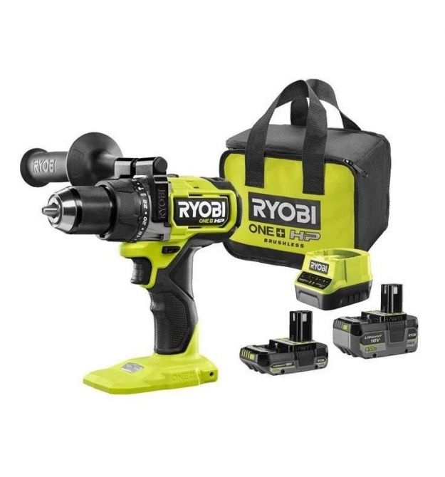 Ryobi Шуруповерт-дрель ударный аккумуляторный ONE+ HP RPD18X-242S 18В 1х2А·ч 1х4А·ч ЗУ 95Нм 500·2100об·мин 1.3кг сумка