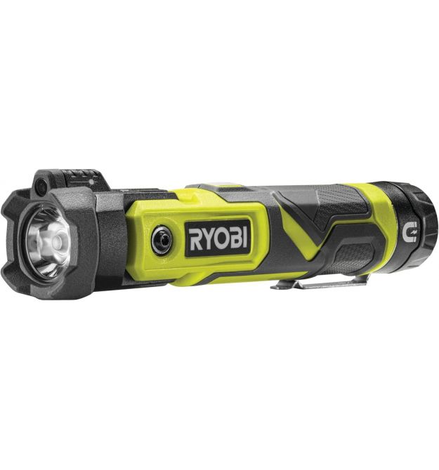Ryobi Фонарь ручной аккумуляторный USB Lithium RLP4-0, 4В, 640лм, 3 функции освещения, поворотная головка, магнит (без АКБ и ЗУ)