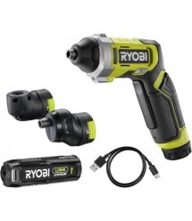 Ryobi Отвертка аккумуляторная USB Lithium RSD4-120TA2 4В 1х2А·ч 5Нм 200об·мин 2 насадки 10 бит 0.31кг кейс
