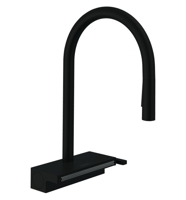 Hansgrohe Смеситель для кухни Aquno Select M81, дл.излива - 220мм, поворотный, вытяжной, 1 рычаг, чорный матовый