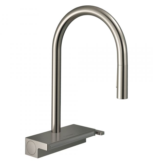 Hansgrohe Смеситель для кухни Aquno Select M81, дл.излива - 220мм, поворотный, вытяжной, 1 рычаг, сталь