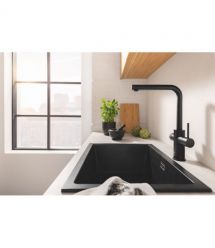 Grohe Смеситель для кухни Blue Pure Minta, длина излива - 223мм, поворотный/вытяжной, 2 воды, фантомный черный