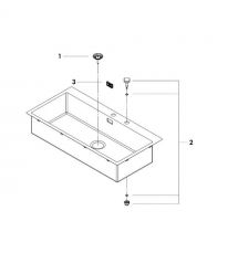 Grohe Мойка кухонная K800, нерж.сталь, прямоугольная, без крыла, 1024x510x200мм, чаша - 1, врезная, нержавеющая сталь