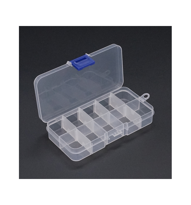 Пластиковий ящик для радіодеталей, 130 х 25 х 65 мм, 10 відділень