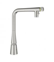 Grohe Смеситель для кухни Scala, дл.излива - 200мм, поворотный, вытяжной, вентиль + кнопка, супер сталь