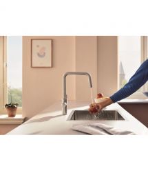 Grohe Смеситель для кухни Blue Pure Start, дл.излива - 223мм, поворотный, 1+1 фильтр, супер сталь