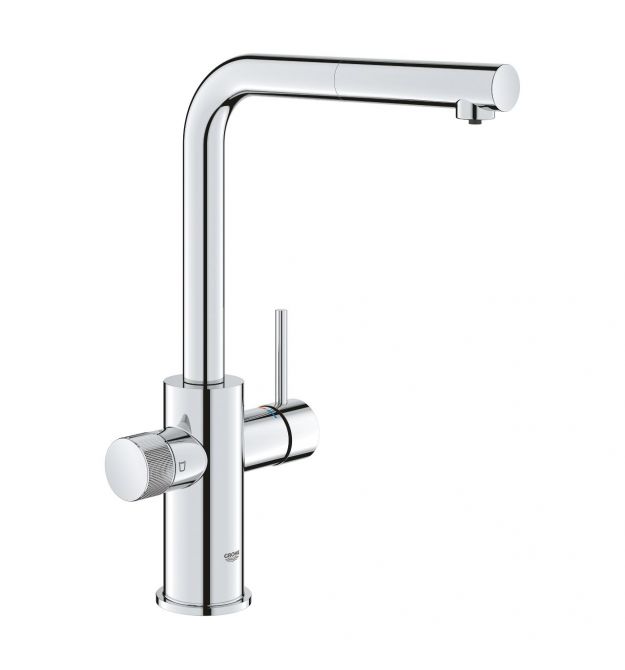 Grohe Смеситель для кухни Blue Pure Minta, дл.излива - 223мм, поворотный/вытяжной, 1+1фильтр, хром