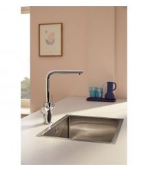Grohe Смеситель для кухни Blue Pure Minta, дл.излива - 223мм, поворотный/вытяжной, 1+1фильтр, хром
