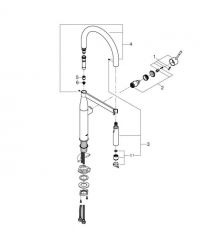 Grohe Смеситель для кухни Essence, дл.излива - 240мм, поворотный/гибкий, 1рычаг, матовый прохладный восход солнца