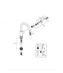 Grohe Смеситель для кухни QuickFix Start Classic, дл.излива - 223мм, поворотный, 1рычаг, хром