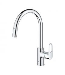 Grohe Смеситель для кухни QuickFix Start Flow, дл.излива - 215мм, поворотный/вытяжной, 1рычаг, хром