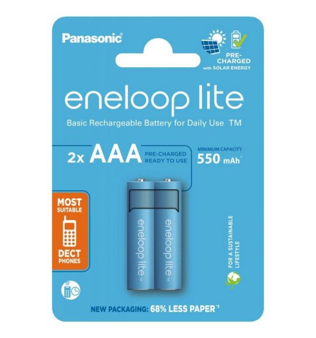 Panasonic Аккумулятор Eneloop NI-MH Lite AAA 550 мАч, 2 шт.