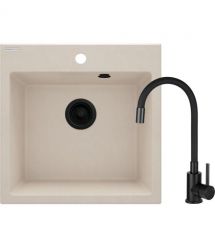 Deante Набор для кухни Evora, гранитная мойка ZQJ_X103 + смес. BOC_X72M, беж