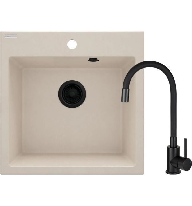 Deante Набор для кухни Evora, гранитная мойка ZQJ_X103 + смес. BOC_X72M, беж