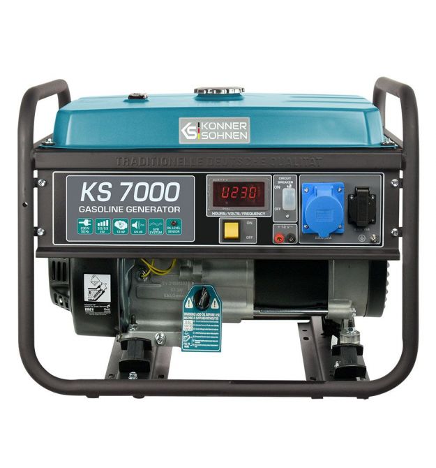 Könner & Söhnen Бензиновый генератор KS 7000, 230В, 5.5кВт, 12/8.3А, ручной запуск, 69.2кг