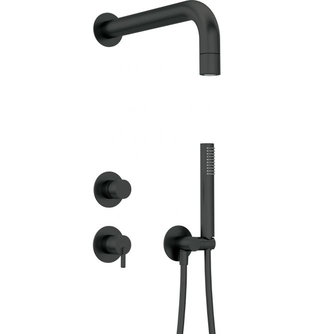 Deante Душевой набор Silia со смесителем, верхний душ, лейка, крепл. - скрытого монтажа , черный