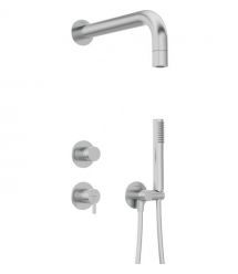 Deante Душевой набор Silia со смесителем, верхний душ, лейка, крепл. - скрытого монтажа , матовая сталь