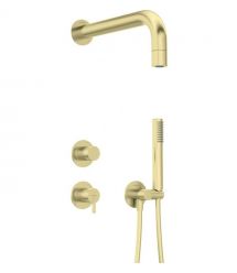 Deante Душевой набор Silia со смесителем, верхний душ, лейка, крепл. - скрытого монтажа , брашованое золото