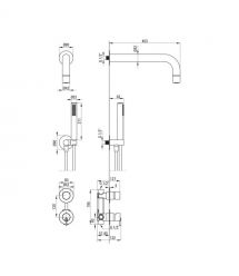 Deante Душевой набор Silia со смесителем, верхний душ, лейка, крепл. - скрытого монтажа , брашованое золото