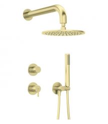 Deante Душевой набор Silia со смесителем, верхний душ, лейка, крепл. - скрытого монтажа , брашованое золото