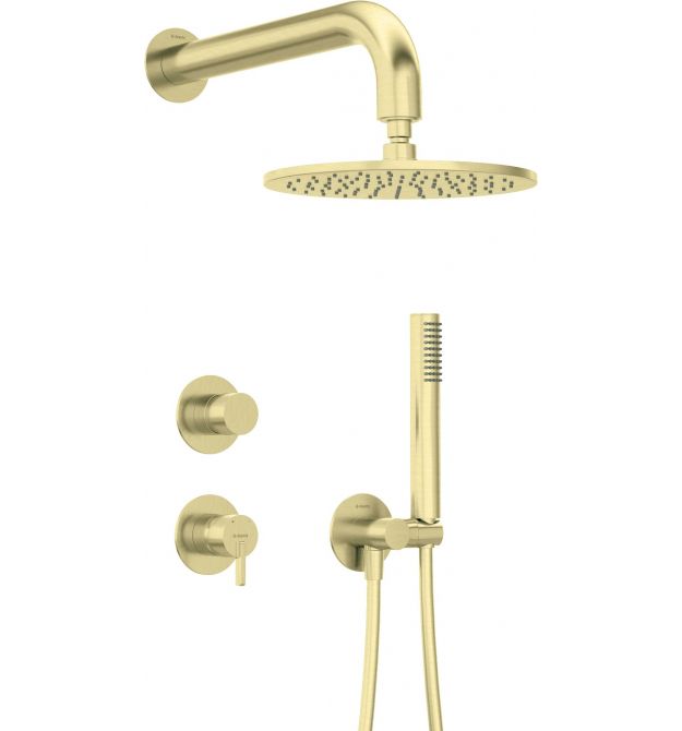 Deante Душевой набор Silia со смесителем, верхний душ, лейка, крепл. - скрытого монтажа , брашованое золото
