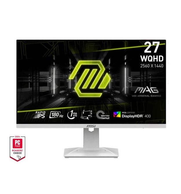 MSI Монитор 27" MAG 274QRFW 2xHDMI, DP, Audio, IPS, 2560x1440, 180Hz, 1ms, sRGB 123%, FreeSync, Pivot, HDR400, белый