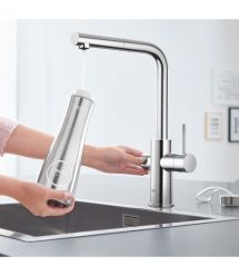 Grohe Смеситель для кухни Blue Home, дл.излива - 223мм, поворотный, вытяжной, 1 рычаг + сенсор, хром